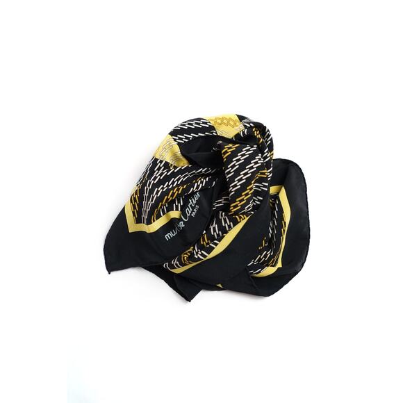 Cartier Black Printed Silk Scarf - Picture 1 of 7